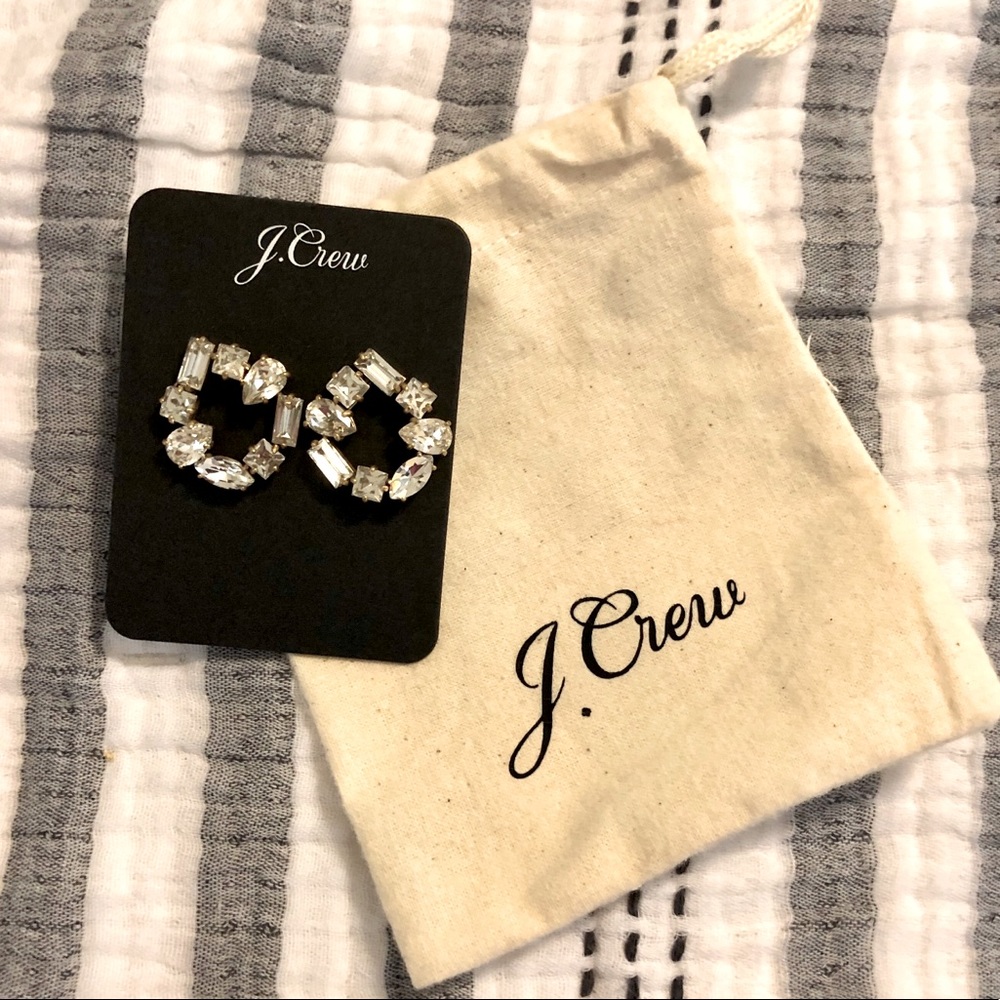 NWT JCrew crystal open circle earrings